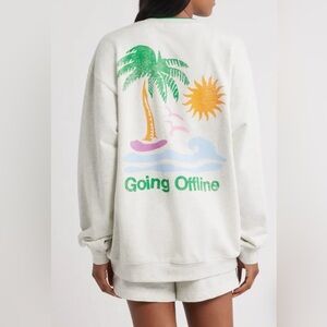 The Mayfair Group “Going Offline” Embroidered Oversized Sweatshirt